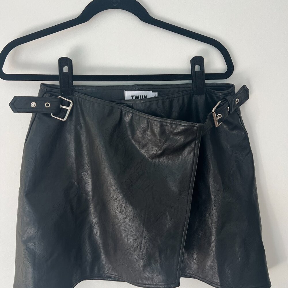 Wrap pleather skirt